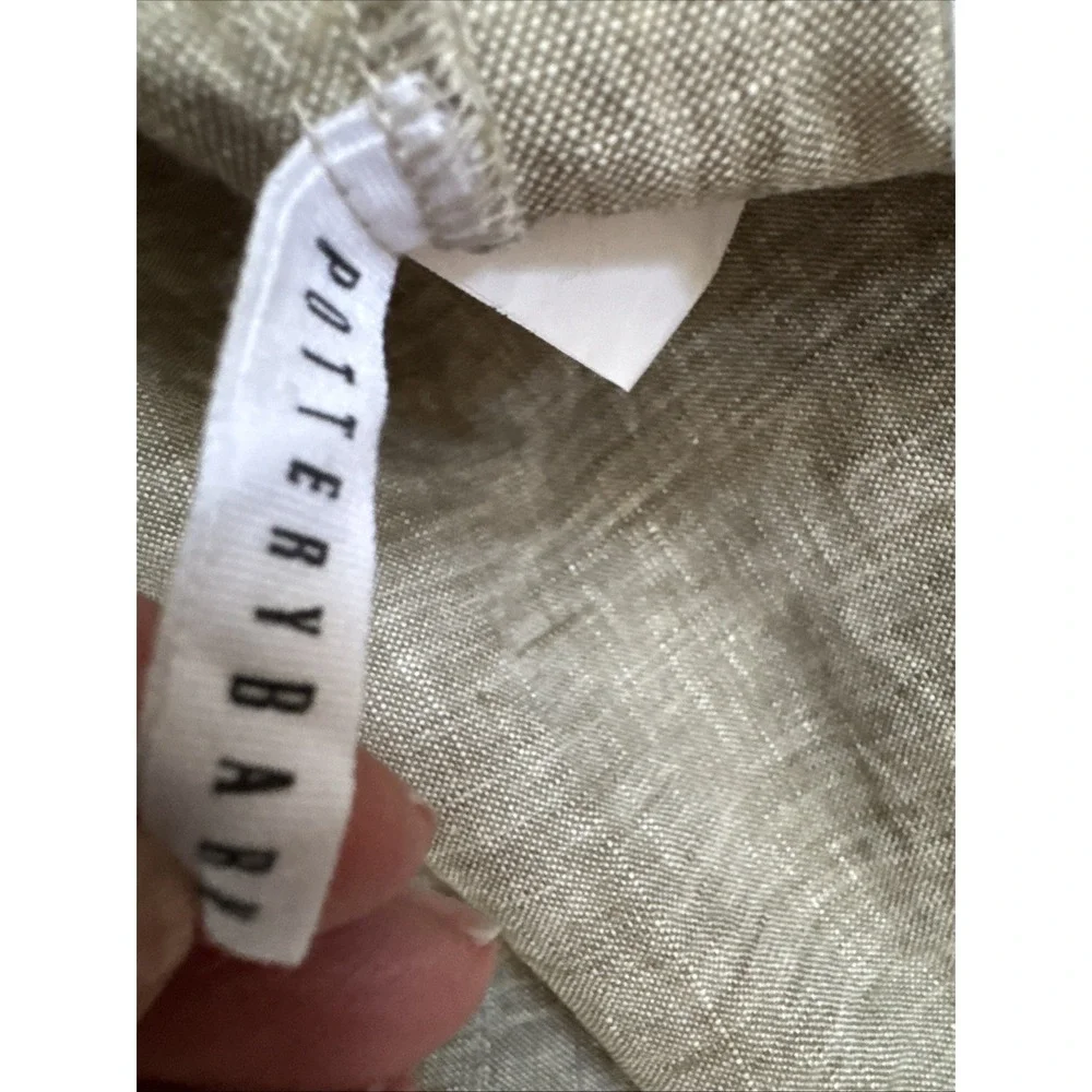 Pottery Barn Set-2 Standard Belgian Linen Pillowcases, Aloe NEW